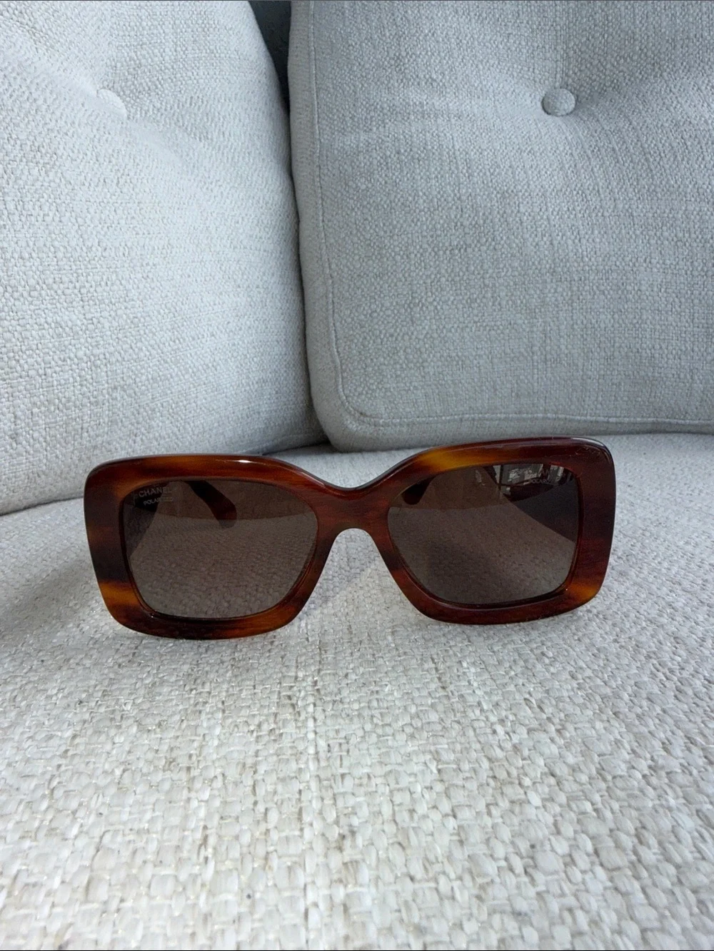 CHANEL Tortoiseshell Square Sunglasses